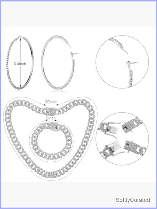 Cowgirl Hat with Rhinestone Chain Necklace Bracelet Earrings Set main image 5